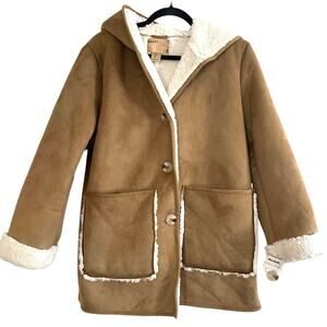 BAILEY 44 Anthropologie Faux Suede Sherpa Shearling Fleece Jacket Coat Sz S NWT